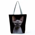 Sphynx cat print tote bag large capacity casual shoulder bag daily shopping handbag grey - Sphynx Cat Print (hl5092)