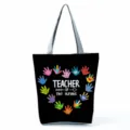 Teacher canvas tote bag large capacity shoulder bag casual shopping bag for women - Style Five (hl5393)
