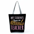Canvas tote bag for teachers with inspirational print and large capacity design daily use. - Style Fifteen (hl5403)