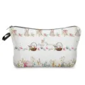 Trousse de maquillage lapin de pâques œuf pochette mignonne organisateur de toilette - Style Lapin et Panier Base Blanche (hz12158)
