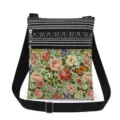 Floral print crossbody bag with dual zippers and adjustable strap, lightweight messenger bag. - Vintage Rose Floral Style (xkk2670)