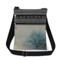 Floral print canvas crossbody bag with double zippers and adjustable strap for daily use - Blue White Ditsy Floral Style (xkk2671)