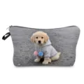 Cute puppy print cosmetic bag, portable makeup pouch for daily travel and skincare items. - Cute Puppy Photo Style (hzk2843)