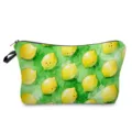Cute lemon print cosmetic bag for travel, waterproof makeup pouch with zipper closure. - Smiling Lemon Style (hzk2644)