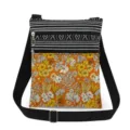 Floral print crossbody bag with double zippers and adjustable strap for daily use. - Orange Yellow Vintage Floral Style (xkk2672)