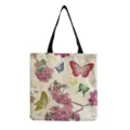 Baumwoll-Leinen Tragetasche mit buntem Design, Blumen und Schmetterling Damentasche. - hm0083