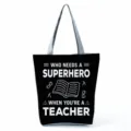 Canvas tote bag for teachers with inspiring book graphic, large capacity casual shoulder bag. - Style Twenty-Seven (hl5415)