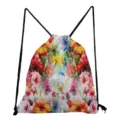 Aquarell Blumen Muster Kordelzug Rucksack leichte Freizeit faltbare Turnbeutel Tasche - Blumenmuster 6 (skk1725)