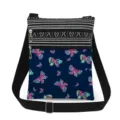 Bolso bandolera ligero con doble cremallera, estampado de mariposas y correa ajustable. - Estilo Estampado Mariposa Multicolor Azul Oscuro (xk0253)