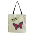 Vintage Schmetterling Druck Leinwand Tragetasche, lässige Leinen wiederverwendbare Handtasche. - Hm1130c