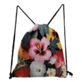 Blumen-Kordelzug-Rucksack, lässiger leichter Tagesrucksack mit tropischem Blumenmuster. - Blumenmuster 8 (skk1727)
