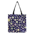 Blumenmuster Segeltuch Shopper Tasche, wiederverwendbare lässige Schultertasche, große Tasche. - Dunkelblau Buntes Gänseblümchen (hm12507)