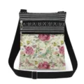 Elegante bolso cruzado de lona con estampado floral de mariposas y diseño a rayas. - Estilo Estampado Mariposa Floral Rosa Vintage (xk0708)