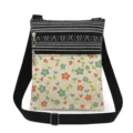 Floral print canvas cross-body bag with double zippers, adjustable strap and messenger style. - Fresh Floral Heart Patchwork Style (xk12506)