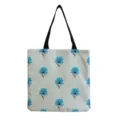 Lässige Canvas-Tragetasche mit Blumenmuster, große wiederverwendbare Umhängetasche. - Beige Blau Blumen (hm12509)