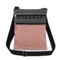Casual crossbody bag with black white stripes and pink floral print for daily use. - Pink Daisy Printed (xk12511)
