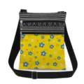 Small floral printed crossbody bag with double zippers, adjustable strap and messenger style. - Yellow With Blue Floral (xk12513)