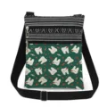 Casual double zipper crossbody bag with cute dental print and adjustable black shoulder strap - Green Cartoon Teeth Print (xkk2960)