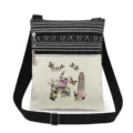 Bolso bandolera de lona con estampado de torre, cremalleras dobles y correa ajustable. - Estilo Estampado Viaje Mariposa Floral Torre Inclinada de Pisa (xk1534d)