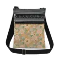 Retro floral print crossbody bag with double zippers and adjustable strap for women. - Retro Colorful Floral (xk12514)