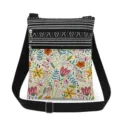 Casual floral crossbody bag with dual zipper compartments and adjustable black strap. - Vibrant Colorful Floral (xk12516)