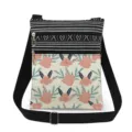 Floral print canvas crossbody bag detail, casual messenger bag with adjustable shoulder strap. - Pink Rose Printed (xk12518)