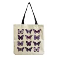 Leinen Stofftasche Shopper mit violetten Schmetterlingen wiederverwendbare Handtasche - hm3980