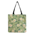 Blumenprint Canvas Shopper, wiederverwendbare modische Tragetasche für Damen Alltag. - Grün Weiß Blumen Blätter (hm12522)