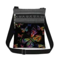 Bolso cruzado con estampado de mariposa colorido y rayas blancas negras con correa ajustable. - Estilo Estampado Mariposa Multicolor Bolsa Completa (xk3607)