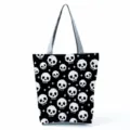 Stylische Pixel Totenkopf Canvas Tote Bag, große lässige Schultertasche mit Reißverschluss. - Pixel Art Schedel Muster Stil (hlk2770)