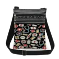 Black and white striped medical print crossbody bag with double zippers and adjustable strap. - Colorful Medical Family Print (xkk2967)
