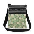 Canvas crossbody bag with floral print, double zip messenger bag with adjustable strap. - Dark Green Daisy Style (xk12522)
