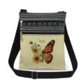 Bolso cruzado con doble cremallera con estampado de mariposa girasol y correa ajustable. - Estilo Girasol Mariposa y Letras Inglesas (xk3958)