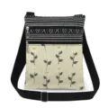 Canvas crossbody bag with daisy print, adjustable strap, lightweight messenger bag for women. - White Daisy Printed (xk12525)