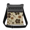 Small floral print crossbody bag with double zippers and adjustable strap for women. - Beige With Brown Floral (xk12527)