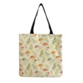 Sac cabas en toile à imprimé champignon, sac bandoulière botanique mignon pour le shopping. - Style Feuilles Vertes Champignon Aquarelle Vintage Intégral (hmk2928)