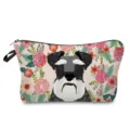 Portable cosmetic bag featuring cute schnauzer and floral print, perfect for travel. - Schnauzer Vintage Floral (hz2995)