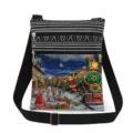 Christmas Holiday Crossbody Bag Vintage Santa Train Print Shoulder Bag Adjustable Strap Purse - Santa Claus Retro Train Snow Scene (xk5831)