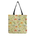 Sac cabas en toile avec imprimé champignon, joli sac d'épaule vert pour le shopping quotidien. - Style Plante Verte Champignon Aquarelle Ton Terre Clair (hmk2929)