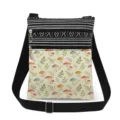 Mushroom Print Crossbody Bag Casual Canvas Shoulder Bag with Black and White Stripe - Black & White Stripe with Mushroom Plant (xkk2928)