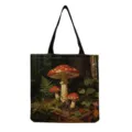 Sac cabas en toile avec impression botanique de champignons de forêt vintage pour le shopping. - Style Botanique Fougère Amanite Forêt Vintage (hmk2930)