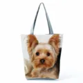Borsa tote in tela stampata con Yorkshire terrier, grande borsa a spalla casual per uso quotidiano. - Stampa Yorkshire Terrier (hl7004)