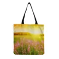 Borsa tote in tela con stampa floreale da donna borsa a tracolla casual grande capacità uso quotidiano - Stampa Campo di Fiori al Tramonto (hm11992)