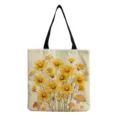 Sac cabas en toile avec impression aquarelle de fleurs de marguerites jaunes et de champignons - Style Artistique Aquarelle Champignon et Marguerite Jaune (hmk2941)