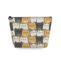 Borsa cosmetica con stampa gatto carino astuccio da toeletta con cerniera organizer - Stampa Integrale Gatto Animato (sn3589)