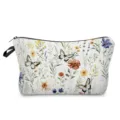 Detailansicht der Kosmetiktasche mit buntem Aquarell Blumen und Schmetterling Muster drauf. - Frisch Aquarell Pflanze Schmetterling Druck(hzk2704)