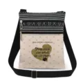 Sac bandoulière avec sangle réglable, double fermeture éclair et motif patte de chien dorée. - Style Empreintes de Pattes de Cœur (xk4376)
