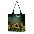 Borsa shopper in tela con stampa girasole e notte stellata, borsa a tracolla casual riutilizzabile. - Stile Girasole Cielo Notturno (hm3230)