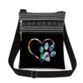 Sac bandoulière à double fermeture éclair avec motif patte de chat et sangle réglable. - Style Patte de Chat Noir et Blanc (xk4378)