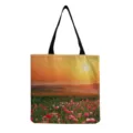 Sac cabas en toile à imprimé floral décontracté, sac bandoulière paysage coucher de soleil. - Imprimé Paysage au Coucher du Soleil (hm11999)